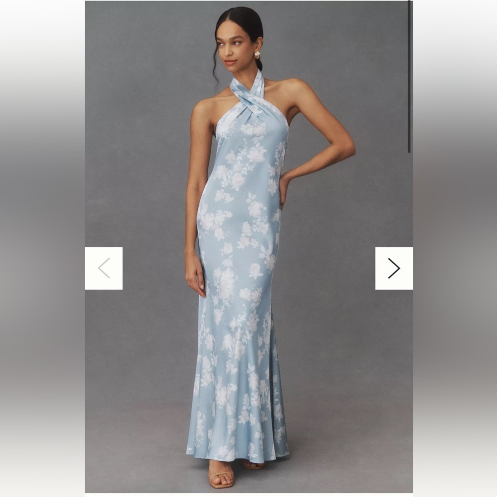 BHLDN Ruby Twist Halter Satin Gown